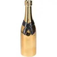 H&S HS Collection Blumenvase Champagnerflasche - schwarz/gold - 11x39 cm