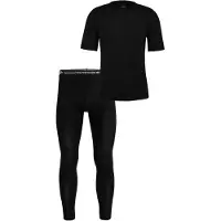 Normani Outdoor Sports Herren Merino-Set T-Shirt und Unterhose in Schwarz | Gr.: 5XL