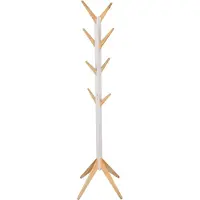 OEM Kleiderschrank mit 8 Haken - Wandschrank für Wohnzimmer, Flur, Schlafzimmer - Weiß/Licht Eichenholz, 43 x 43 x 180 cm