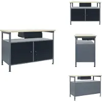 vidaXL Werkbank Schwarz 120x60x85 cm Stahl - Werkbänke