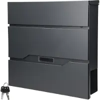 ML-Design ECD Germany Standbriefkasten Anthrazit Edelstahl 170 cm freistehend, mit Zeitungsfach, Postkasten Anthrazit 37x37 cm, pulverbeschichtet