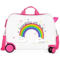 Roll Road Unisex für Kinder. 4299822 Everything Ok Rainbow Kinderkoffer mit multidirektionalen Rädern weiß-38x50x20cm (OSFA), Lässig, Rosa,