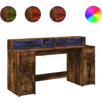vidaXL LED-Schreibtisch Räuchereiche 160x55x91 cm Holzwerkstoff