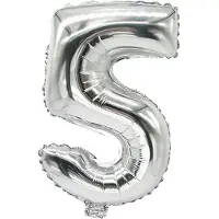 Papstar Folienballon "Zahlen", Ziffer: 5, silber