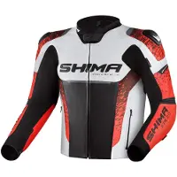 SHIMA STR 2.0 Schwarz Weiß Rot Motorrad Lederjacke Größe 48