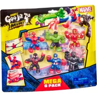 Heroes Of Goo Jit Zu Marvel Mega Mini 6er-Pack ? weiche, dehnbare, klebrige Minihelden ? Ironman, Spider-Man, Captain America, Miles Morales, Hulk und Black Panther.