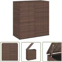 The Living Store Garten-Kissenbox PE Rattan 100x49x103,5 cm Braun
