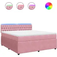 vidaXL Boxspringbett mit Matratze Rosa 180x200 cm Samt