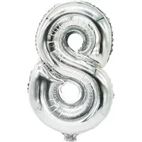 Papstar Folienballon "Zahlen", Ziffer: 8, silber
