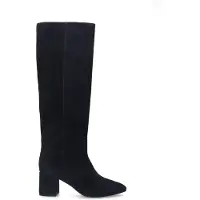 Manfield Blaue Veloursleder-Stiefel mit Absatz | Größe 39