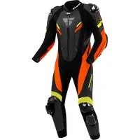 SHIMA Hyper RS Perforierte Schwarz Rot Gelb 1-Teiler Motorrad Lederkombi Größe 46