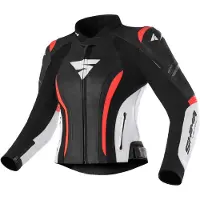 SHIMA Miura 2.0 Damen Schwarz Weiß Rot Motorrad Lederjacke Größe 38