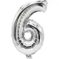 Papstar Folienballon "Zahlen", Ziffer: 6, silber
