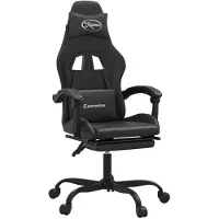 vidaXL Gaming-Stuhl mit Fußstütze Schwarz Kunstleder