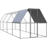 vidaXL Outdoor-Hühnerkäfig 2x8x2 m Verzinkter Stahl