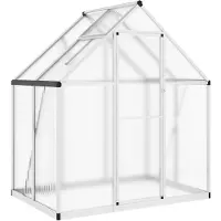 vidaXL Gewächshaus mit Fundamentrahmen Silbern 169x114x195 cm Alu