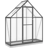 vidaXL Gewächshaus mit Fundamentrahmen Anthrazit 169x58x202 cm Alu
