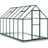 vidaXL Gewächshaus mit Fundamentrahmen Grün 334x169x202 cm Aluminimum