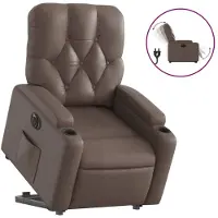 vidaXL Relaxsessel mit Aufstehhilfe Elektrisch Braun Kunstleder