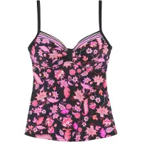 LASCANA Bügel-Tankini-Top "Bohemian", Damen, Gr. 38, Cup E, bunt (schwarz, pink), Recycling-Polyamid, Paisleymuster, bedruckt, Bikini-Oberteile Bügel-Tankini-Top, mit platzierten Streifen