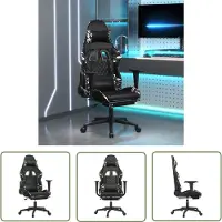 The Living Store Gaming-Stuhl mit Fußstütze Schwarz und Tarnfarben Kunstleder