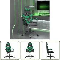 The Living Store Gaming-Stuhl Drehbar Schwarz und Grün Kunstleder