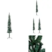 vidaXL Künstlicher Halb-Weihnachtsbaum mit Ständer Schlank Grün 210 cm - Weihnachtsbäume