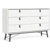 Ebuy24 Rye Kommode breit 6 Schubladen mattweiss.