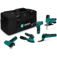 Vonroc Werkzeugset 12V | Inkl. 5 Werkzeugen, 5 Akkus und Werkzeugtasche