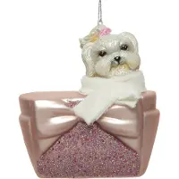 Décoris Weihnachtsornament aus Glas, rosa, 10 cm lang, 5,5 cm breit, 10,5 cm hoch