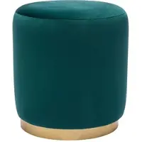 Miliboo Runder Samt-Pouf in petrolblau und goldfarbenem Metall D40 cm AMAYA