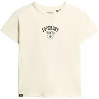 Superdry für Damen. W1011332A Tattoo Strass-T-Shirt off-white (M), Weiß, Lässig, Baumwolle, Kurzarm