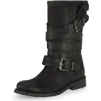Felmini Leder Stiefel Biker Boots GREDO 8562 mit zwei dekorativen Schnallen