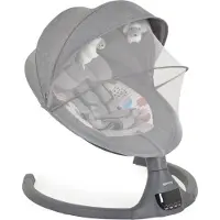 Cangaroo Babywippe iSwing, Musikfunktion, Timer, Fernbedienung, Aluminiumrahmen grau
