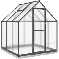 vidaXL Gewächshaus mit Fundamentrahmen Anthrazit 169x169x202 cm Alu
