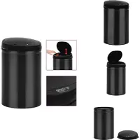 vidaXL Automatischer Sensor-Mülleimer 30 L Kohlenstoffstahl Schwarz - Mülltonnen & Abfalleimer