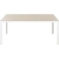 Beliani Gartentisch Beige und Weiß Aluminium mit Glasplatte Hartglas 160 x 90 cm Rechteckig Modern Outdoor Terrasse Ausstattung