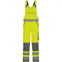 Dassy Malmedy Warnschutz Latzhose mit Kniepolstertaschen - neongelb/zementgrau - 58-5cm