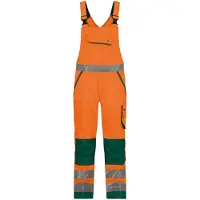 Dassy Malmedy Warnschutz Latzhose mit Kniepolstertaschen - neonorange/flaschengrün - 58-5cm
