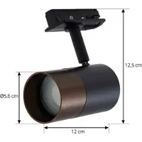 LINDBY Schienenspot Linaro, GU10, Ø 6 cm, schwarz/braun