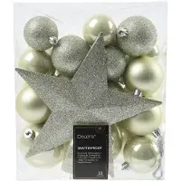 Décoris Weihnachtskugel Kunststoff d8 cm mnt 33pcs (wit)