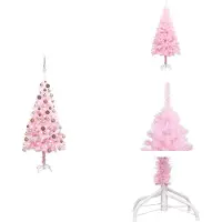 vidaXL Künstlicher Weihnachtsbaum mit Beleuchtung & Kugeln Rosa 150cm - Weihnachtsbäume