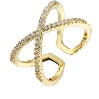 Everneed Scarlett - goldener Kreuzring mit Zirkonoxidstein (U)