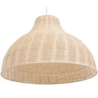Beliani Hängeleuchte Hellbraun/ heller Holzfarbton aus Rattan/Metall Halbkugel für Wohn- Schlaf- und Esszimmer Boho Stil
