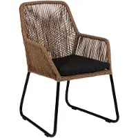 Brafab Gartenstuhl Midway aus Rattan, modern skandinavisches Design, braun, gepolstert, inkl. Kissen