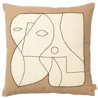 Ferm Living - Figure Kissen, 50 x 50 cm, dark taupe / off-white