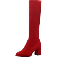 Tamaris Damen Stiefel Langschaft Reißverschluss Blockabsatz 1-25525-43, Größe:36 EU, Farbe:Rot