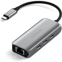 Satechi ST-H3C25EM, USB Typ-C, RJ-45, USB Typ-C, 10000 Mbit/s, Grau, Aluminium, Rundkabel