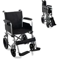 Mobiclinic , Falt- und Leichtgewichtrollstuhl, Marsella, Schnellspanner-Druckknopf-Rollen, stabil, Sitzbreite 46 cm, Bremshebel, 12"-Reifen