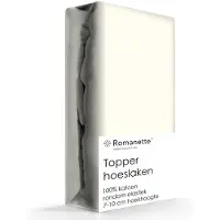 Romanette Topper Spannbettlaken Elfenbein (Baumwolle)-180 x 220 cm